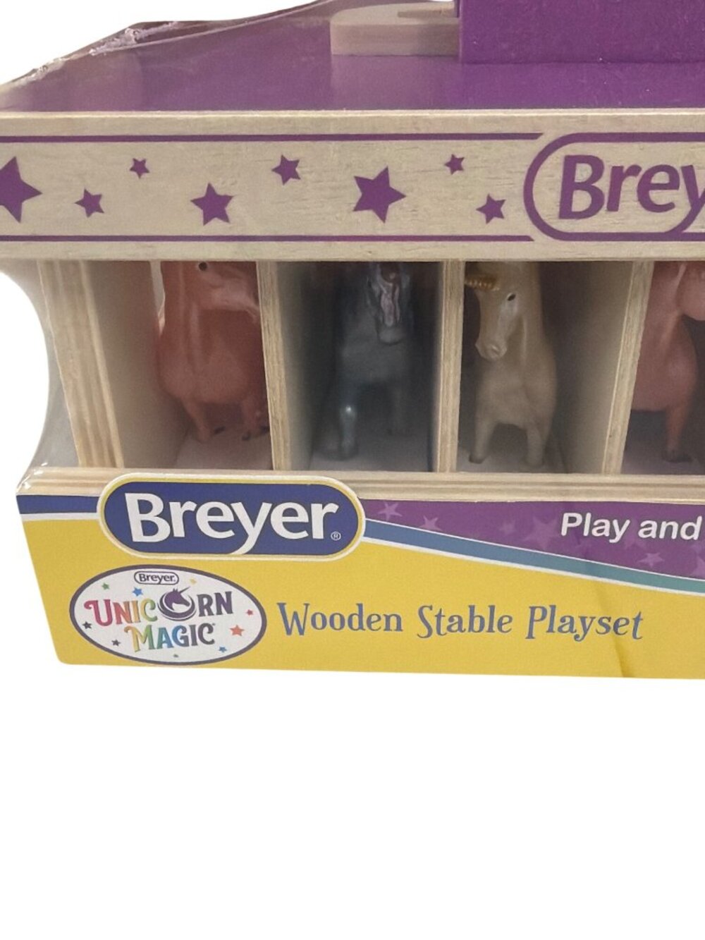 Breyer Unicorn Magic Wooden Stable Playset With 6 Unicorns NEW - Picture 2 of 10